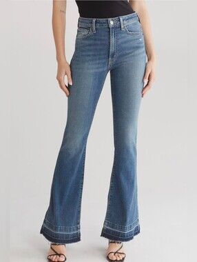 Hudson Jeans Heidi Rockport Blue Flare High Rise Wide Leg Jeans Size 27
